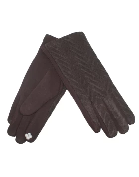 Γυναικεία γάντια από πολυεστέρα Verde 02-0000414 σε καφέ χρώμα