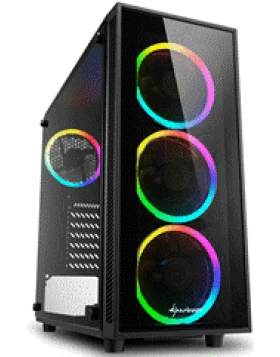 SHARKOON PC CHASSIS TG4 RGB, MIDI TOWER ATX, BLACK, W/O PSU, 3x12CM FRONT RGB LED FAN, 1x12CM REAR RGB LED FAN, 2YW