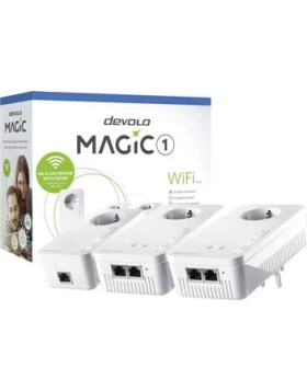 DEVOLO POWERLINE MAGIC 1 WIFI 2-1-3 EU MULTIROOM KIT (8374), 1x MAGIC 1 LAN ADAPTER & 2x MAGIC 1 WiFi (WIRELESS) ADAPTER, 1200Mbps, SHUKO, AC POWER OUT SOCKET, 3YW