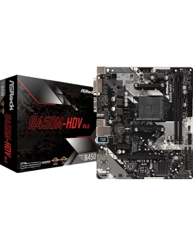 ASROCK MB B450M-HDV R4.0, SOCKET AMD AM4, CS AMD B450, 2 DIMM SOCKETS DDR4, D-SUB/DVI-D/HDMI, LAN GIGABIT, MICRO-ATX, 2YW