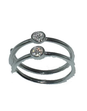 Ασημένιο δαχτυλίδι DS/RG575 διπλή βέρα και λευκά ζιργκόν