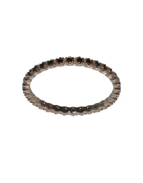 Ασημένιο δαχτυλίδι Prince Silvero 9A-RG036-2B-56 ολόβερο σε ροζ χρυσό χρώμα με μαύρα ζιργκόν