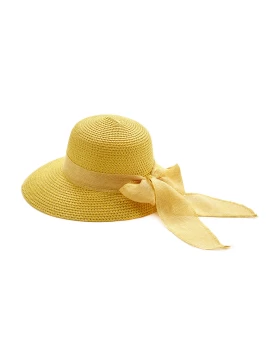 Γυναικείο ψάθινο καπέλο Verde 05-0678 σε κίτρινο χρώμα