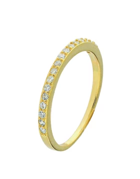 Ασημένιο δαχτυλίδι Prince Silvero 9A-RG0038-3-56 ολόβερο σε χρυσό χρώμα με λευκά ζιργκόν