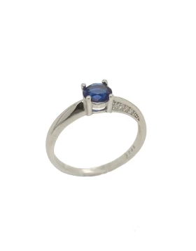Ασημένιο δαχτυλίδι Prince Silvero 9C-RG027-1M-52 Μονόπετρο σε ασημί χρώμα με λευκά ζιργκόν και μπλε πέτρα