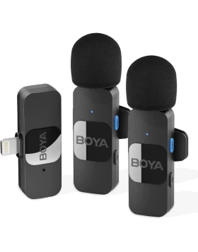 BOYA BY-V2 Wireless 2-person Lavalier Microphone for iPhone iPad Mini Lapel Lightning connection