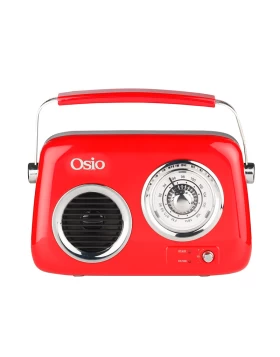Osio OPR-3040R Κόκκινο Ρετρό φορητό αναλογικό ραδιόφωνο με Bluetooth, AUX, USB, FM και subwoofer – 24W