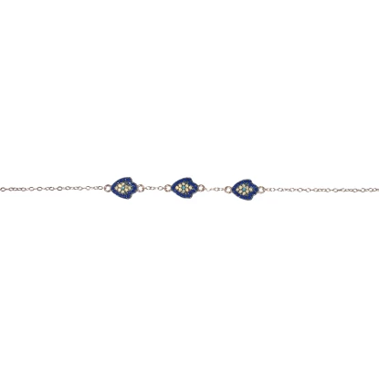 Ασημένιο βραχιόλι DS/BR365/R σε rose χρώμα με μπλε ζιργκόν