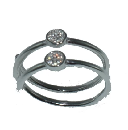 Ασημένιο δαχτυλίδι DS/RG575 διπλή βέρα και λευκά ζιργκόν