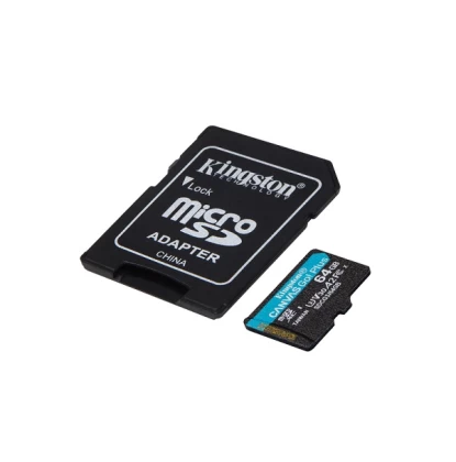 KINGSTON Memory Card MicroSD Canvas Go! Plus SDCG3/64GB, Class 10, SD Adapter