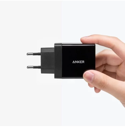 ANKER WALL CHARGER 24W 2-PORT USB CHARGER BLACK (A2021L11)