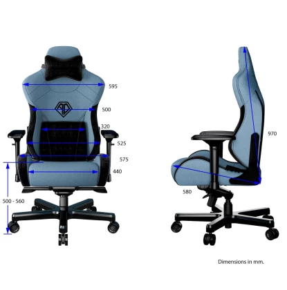 ANDA SEAT Gaming Chair T-PRO II Light Blue/ Black FABRIC with Alcantara Strips (AD12XLLA-01-SB-F)