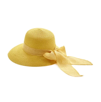 Γυναικείο ψάθινο καπέλο Verde 05-0678 σε κίτρινο χρώμα