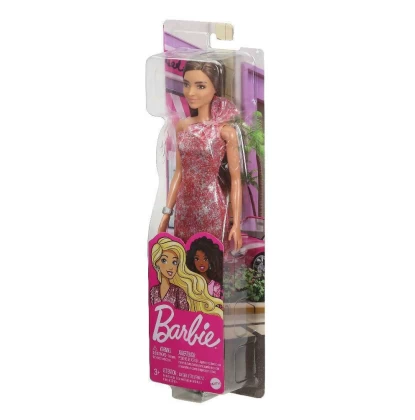 Mattel κούκλα GRB33 Barbie με Μοντέρνο Φόρεμα και Καστανά Μαλλιά