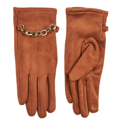 Γυναικεία γάντια από πολυεστέρα Verde 02-0670 σε Camel χρώμα
