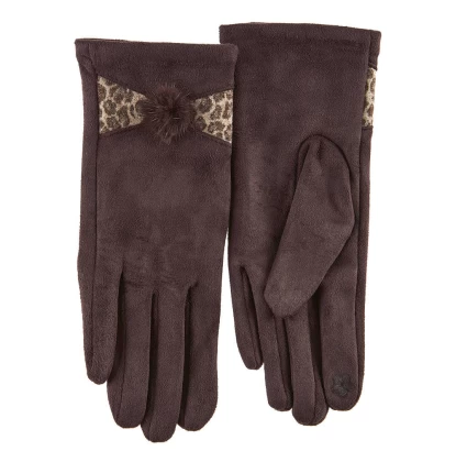 Γυναικεία γάντια από πολυεστέρα Verde 02-0661 σε καφέ χρώμα