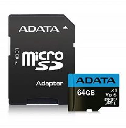ADATA SDHC MICRO 64GB PREMIER AUSDX64GUICL10A1-RA1, CLASS 10, UHS-1, SD ADAPTER, 5YW
